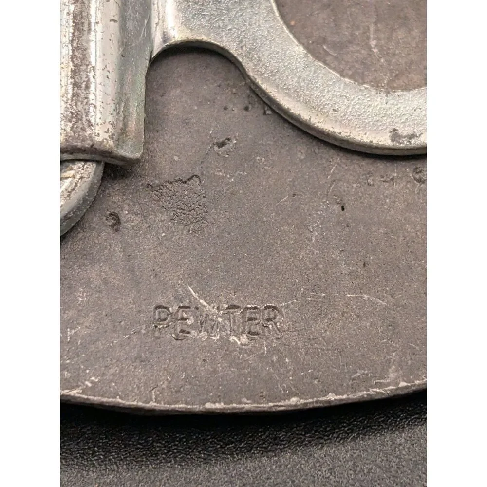 Vintage Pewter Belt Buckle – “Protect the Right to Trap” – W. Sawyer NY